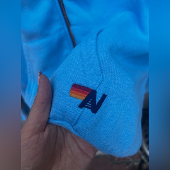 Aviator Palm Tree Festival Zip Up Hoodie In Blue - Picture 5 of 11